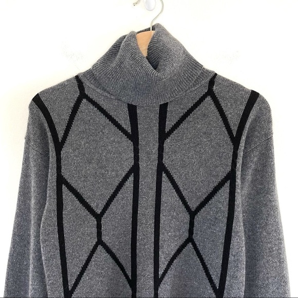 Vintage Sport Whirl Cashmere Turtleneck Pullover Sweater Grey Black Small - Picture 5 of 14